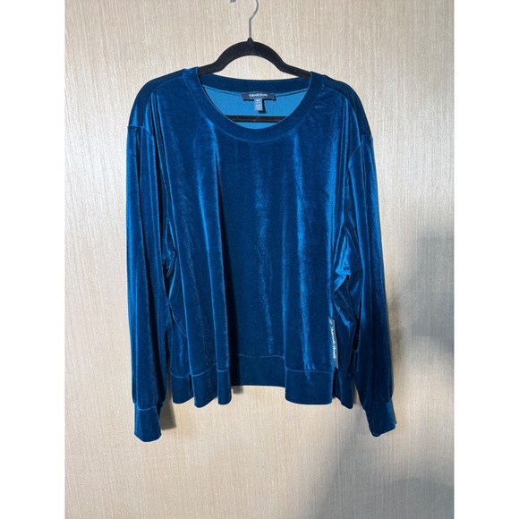 ModCloth Womens 4X‎ Blue Velvet Long Sleeve Pullover Top NWT - Picture 1 of 7